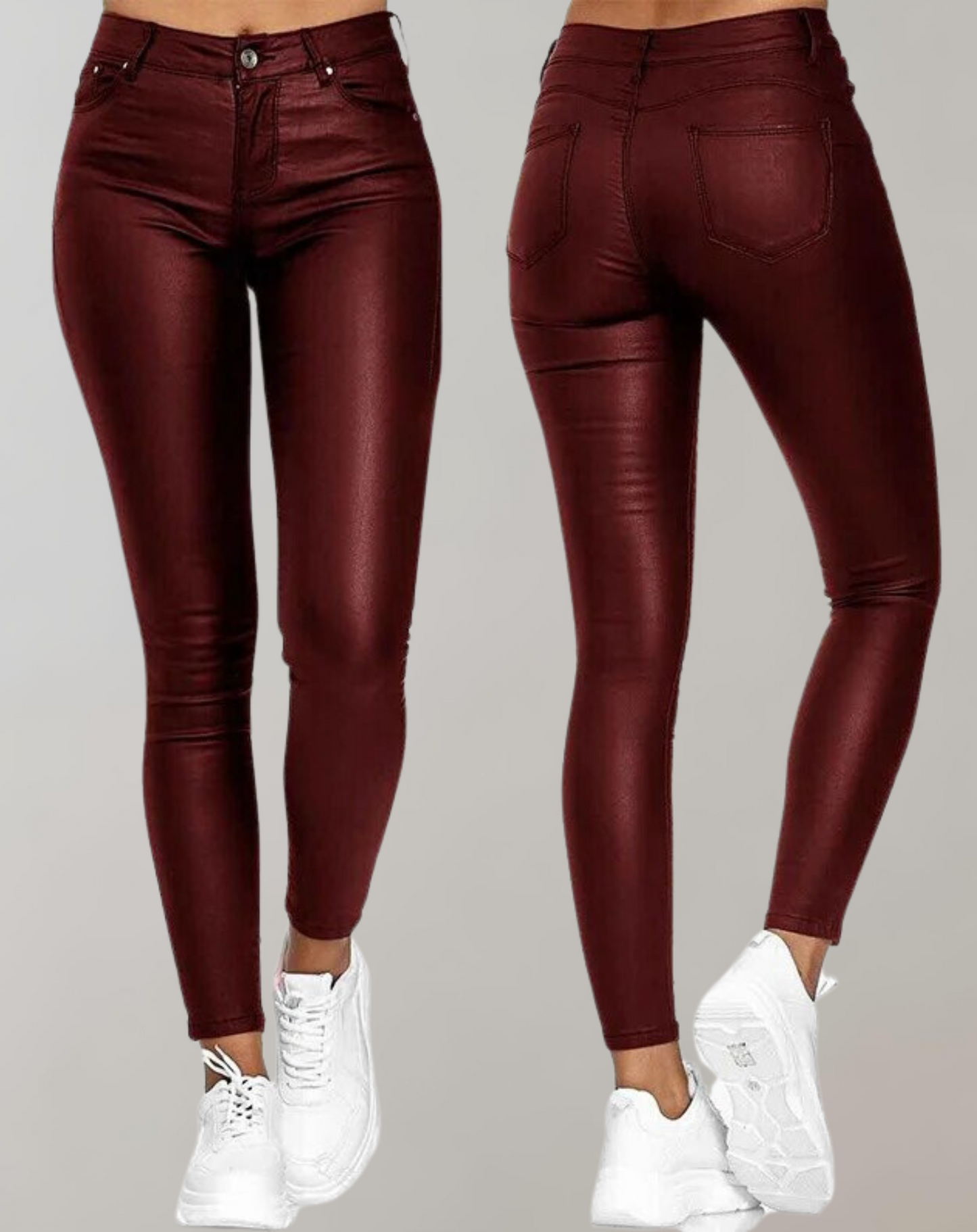 Elegante High-Waist Dames Leren Broek