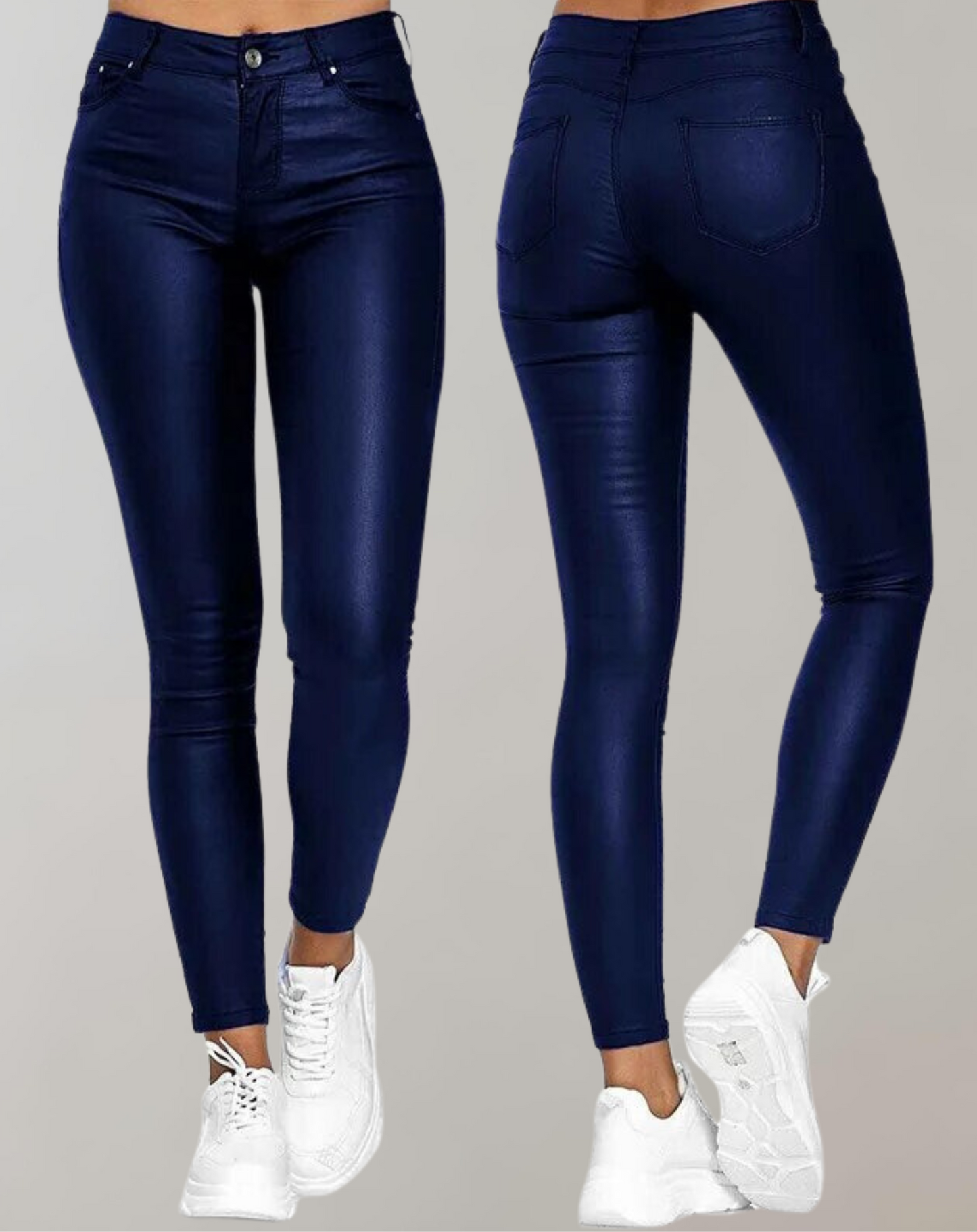 Elegante High-Waist Dames Leren Broek
