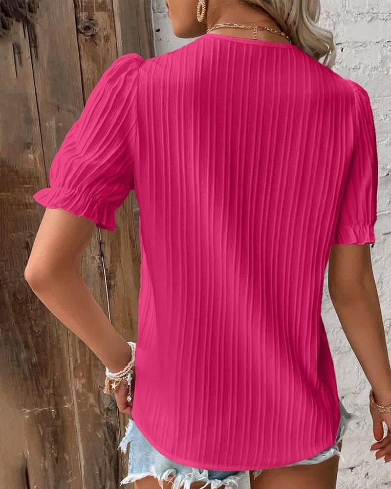 Elegante Kanten Damesblouse V-Hals Fleur