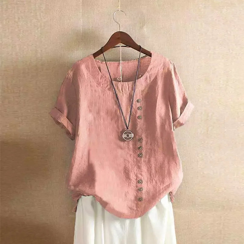 Elegante Katoenen Blouse met Knoopdetails