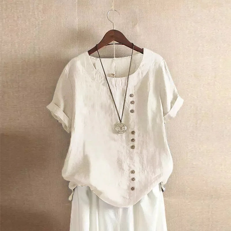 Elegante Katoenen Blouse met Knoopdetails