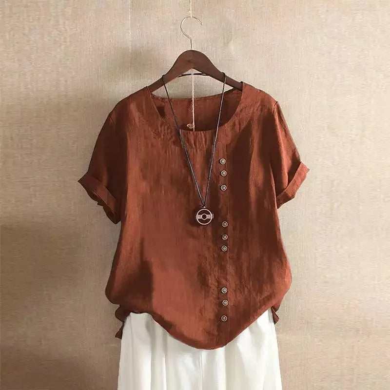 Elegante Katoenen Blouse met Knoopdetails
