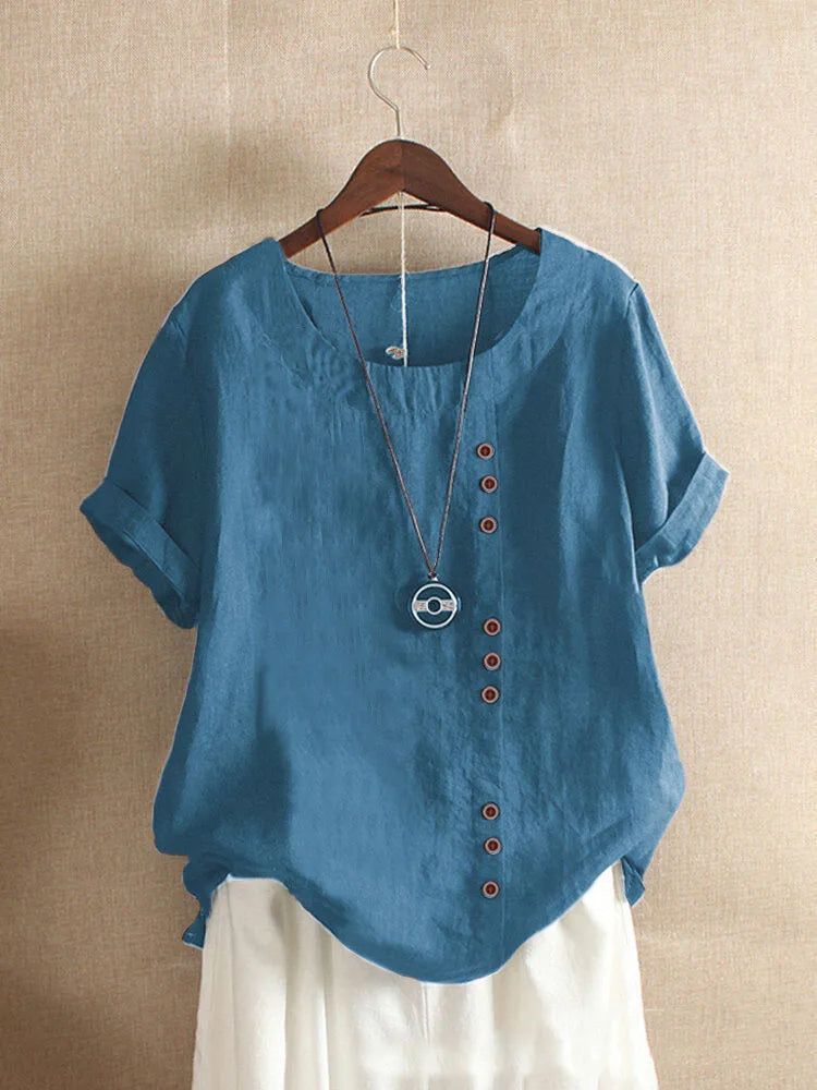 Elegante Katoenen Blouse met Knoopdetails