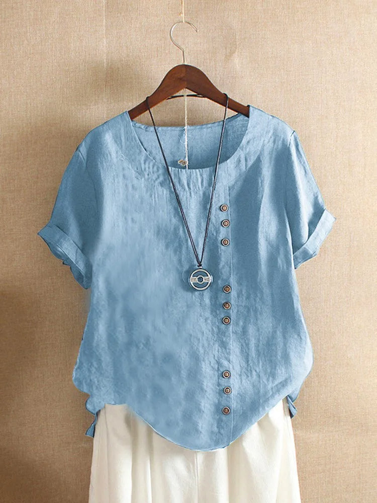 Elegante Katoenen Blouse met Knoopdetails