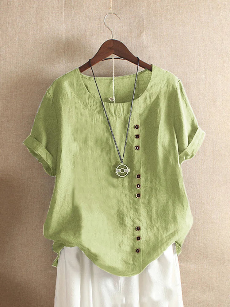 Elegante Katoenen Blouse met Knoopdetails
