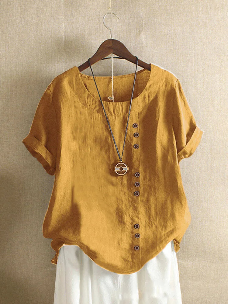 Elegante Katoenen Blouse met Knoopdetails