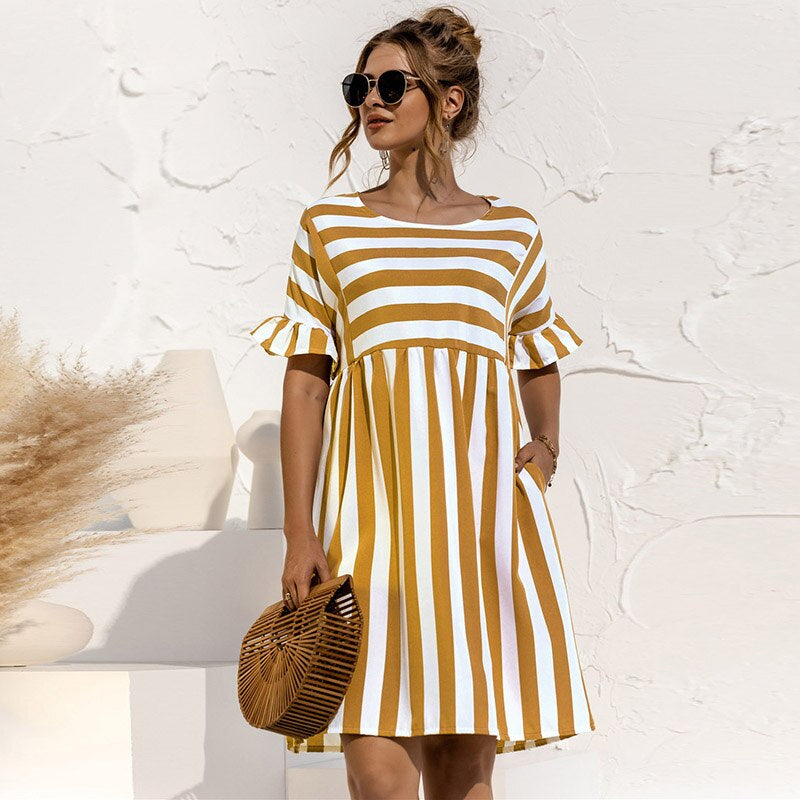 Elegante Maxi Jurk met Patchworkdetails
