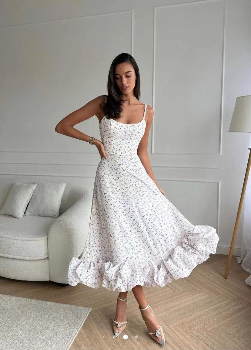 Elegante Midi Avondjurk met Ruches