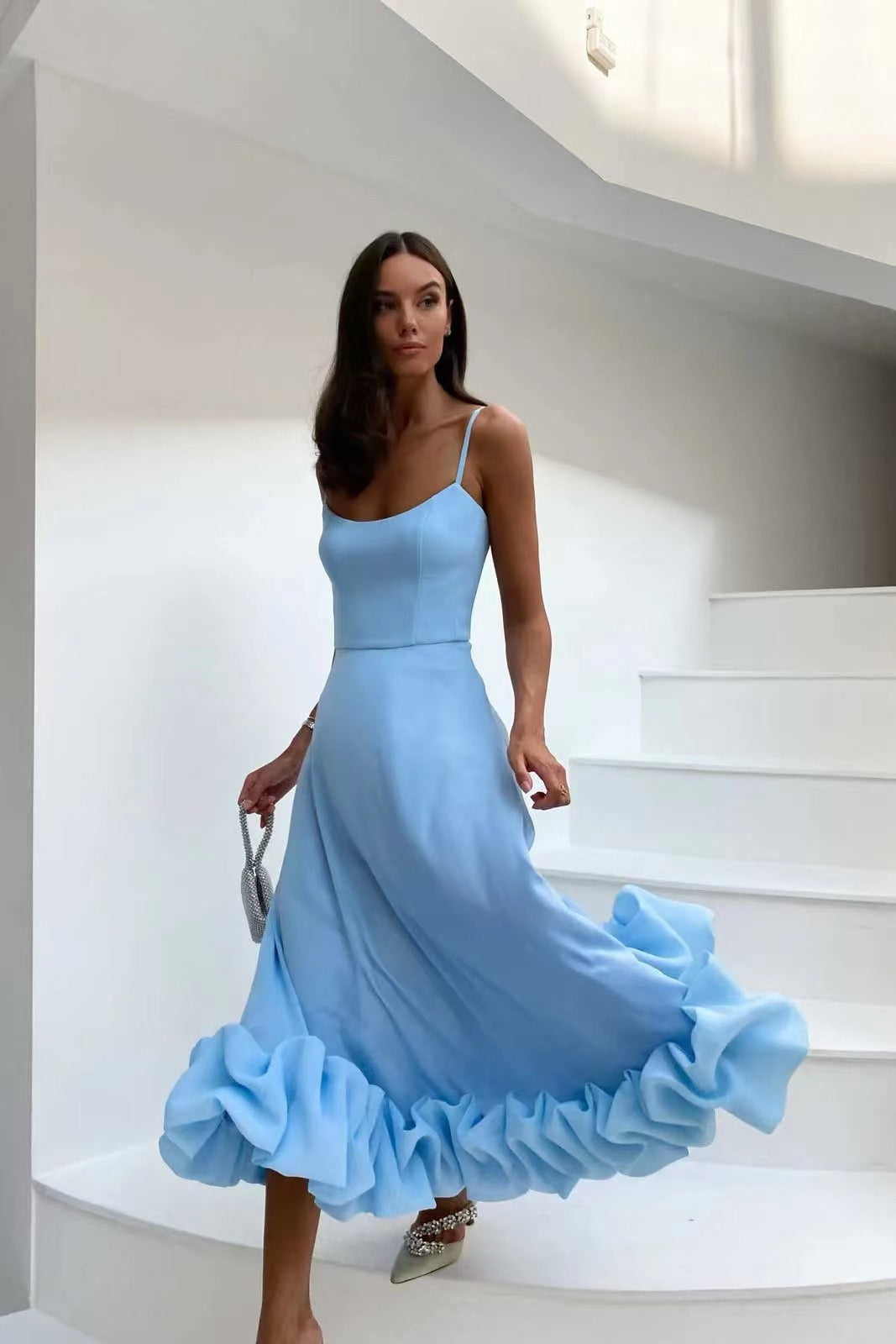Elegante Midi Avondjurk met Ruches