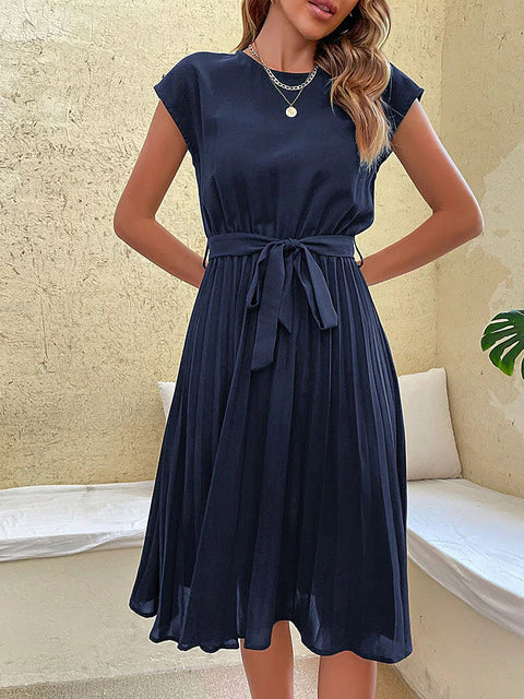 Elegante Plissé Jurk Korte Mouwen