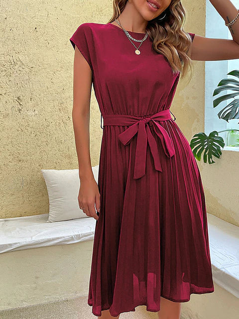 Elegante Plissé Jurk Korte Mouwen