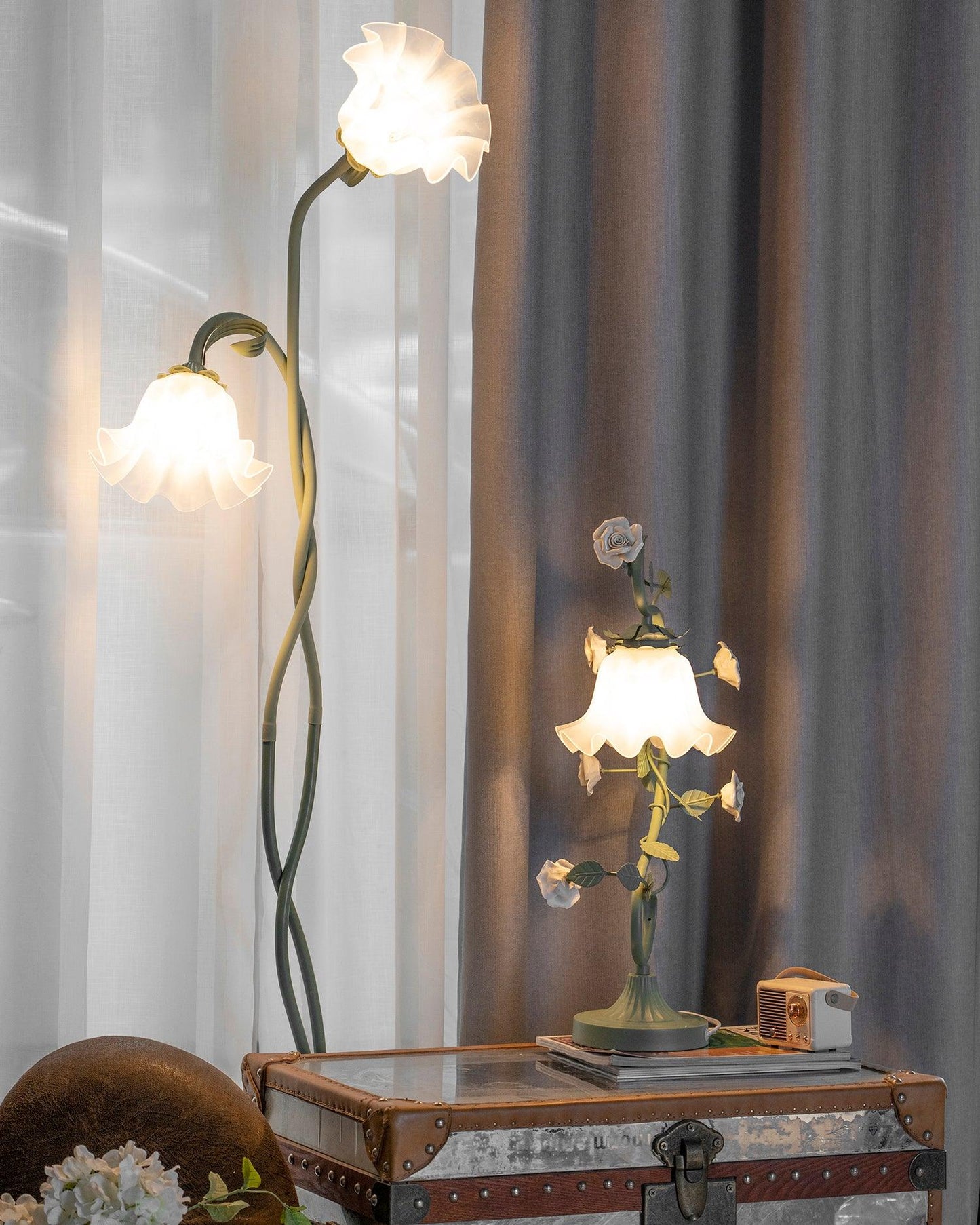 Elegante Vloerlamp Armando - Metalen met Bloemen