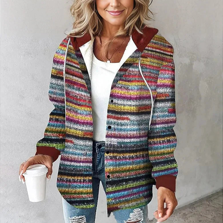 Emily – Stijlvolle Geruite Damesjas met Capuchon