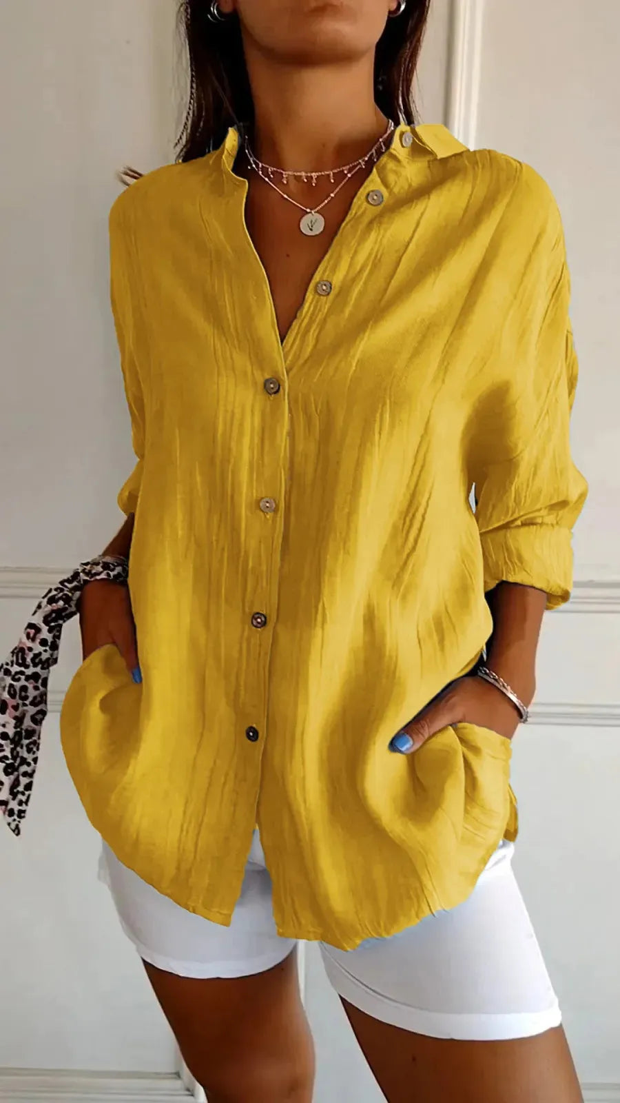 Enkelrijige Blouse met Reverskraag