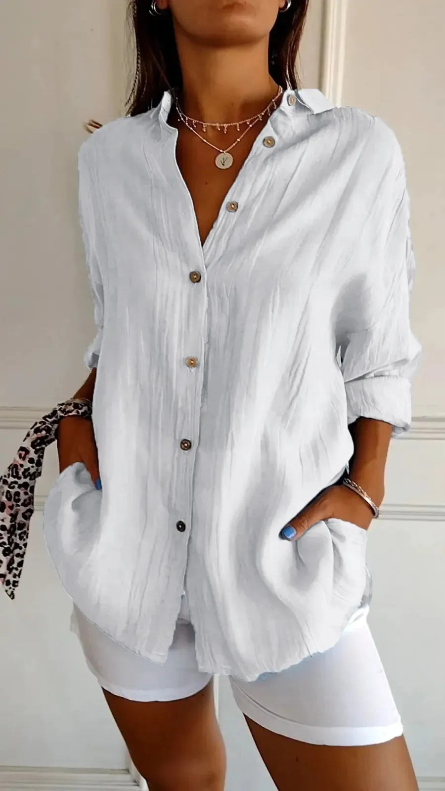 Enkelrijige Blouse met Reverskraag