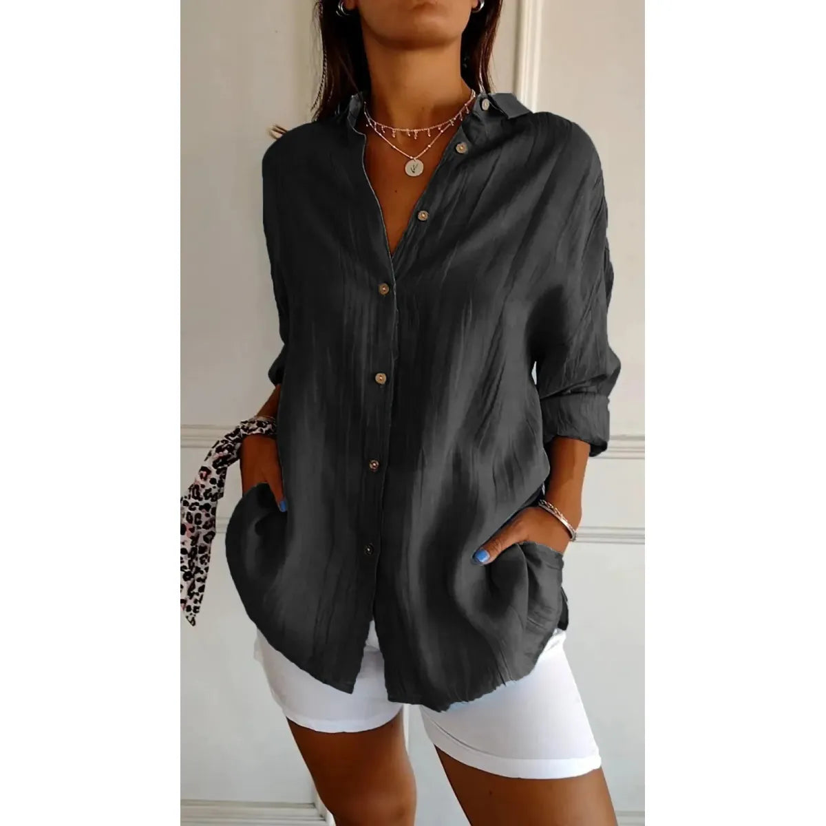 Enkelrijige Blouse met Reverskraag