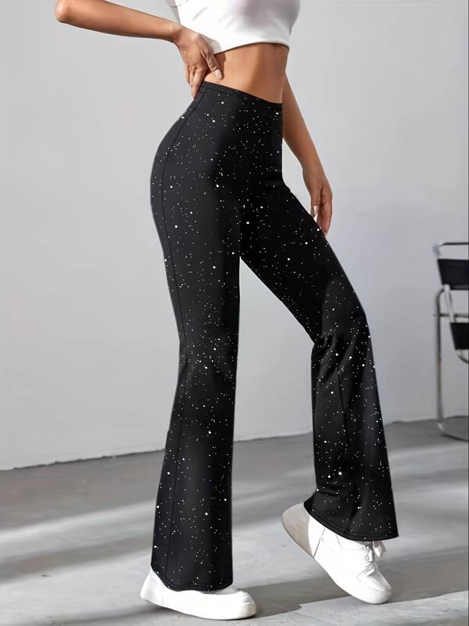 Flared Dames Glitterbroek voor Feestelijke Gelegenheden
