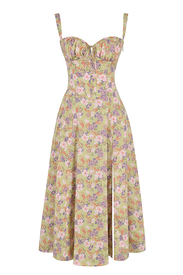 Gebloemde maxi-jurk met taillevorming