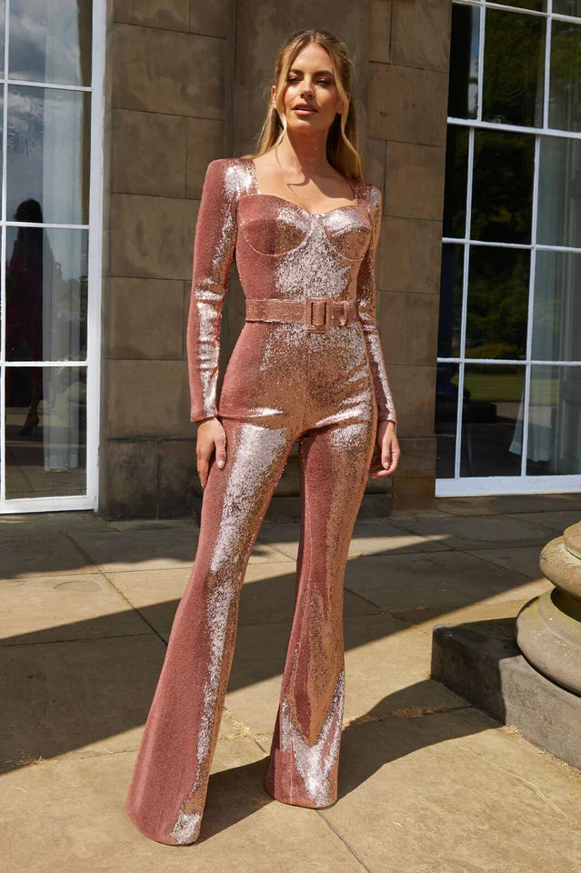 Glamoureuze Pailletten Jumpsuit voor Feestelijke Avonden