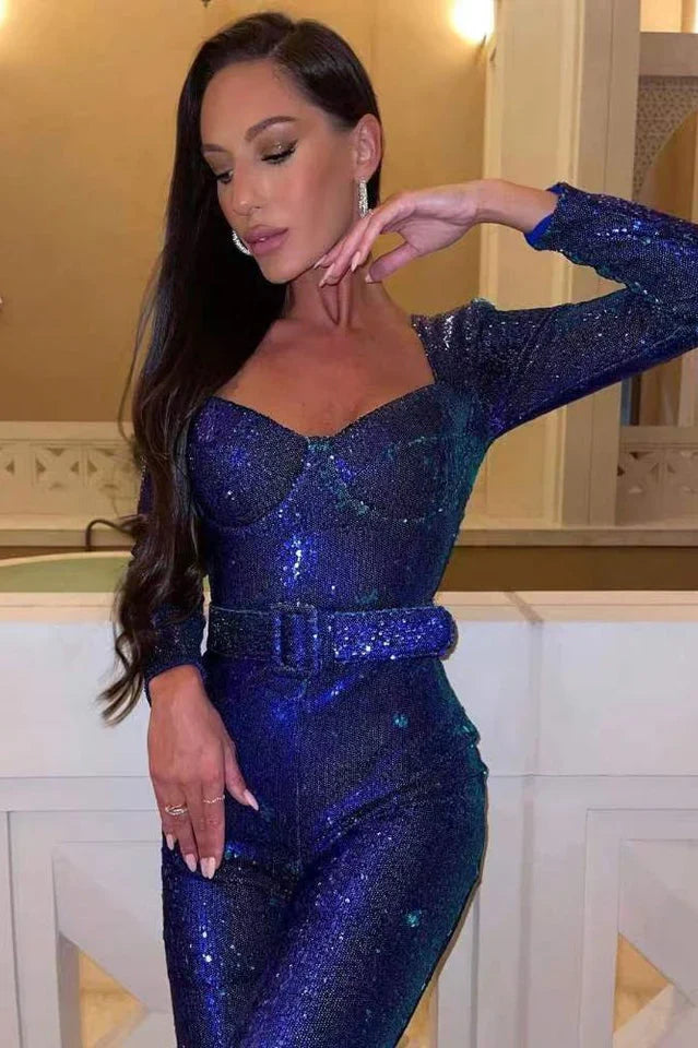 Glamoureuze Pailletten Jumpsuit voor Feestelijke Avonden