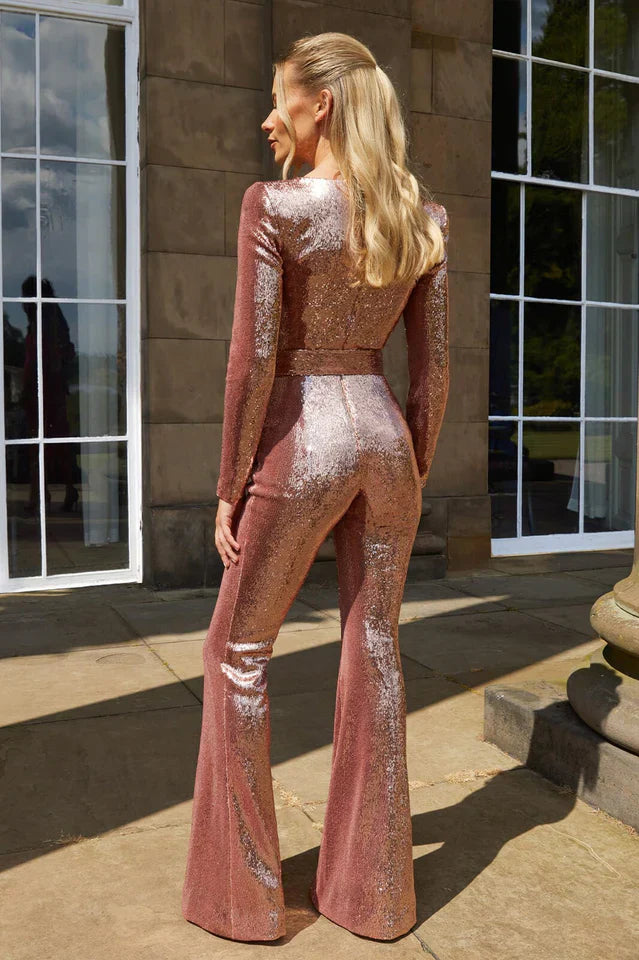 Glamoureuze Pailletten Jumpsuit voor Feestelijke Avonden