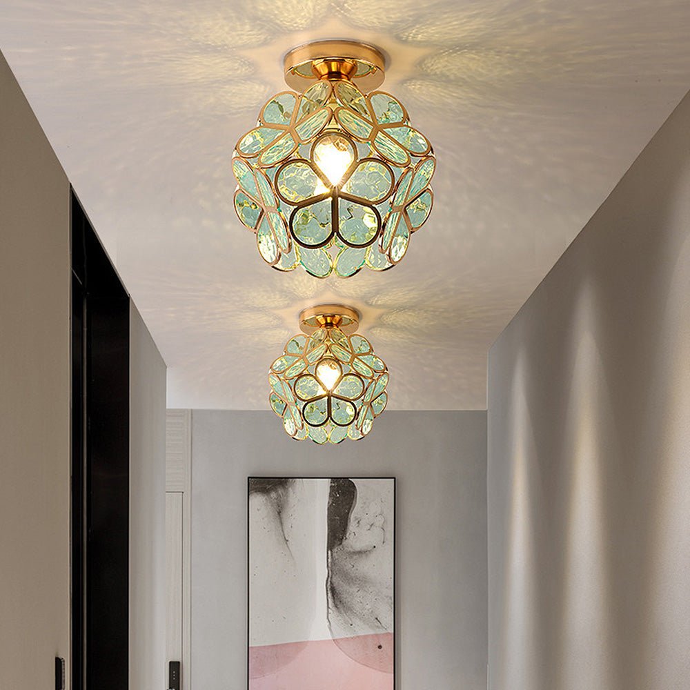 Glazen Bloemen Plafondlamp - Glas Met Bloemenontwerp