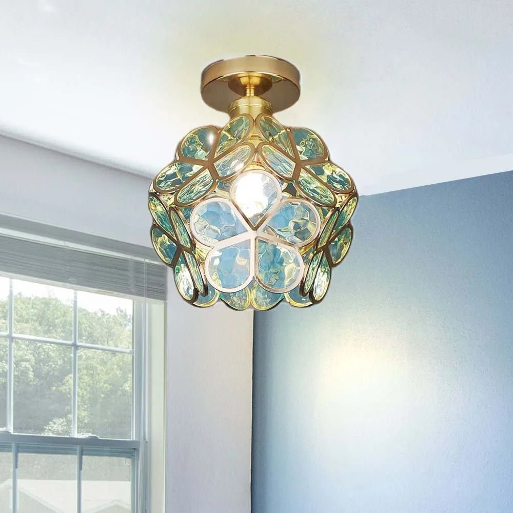 Glazen Bloemen Plafondlamp - Glas Met Bloemenontwerp