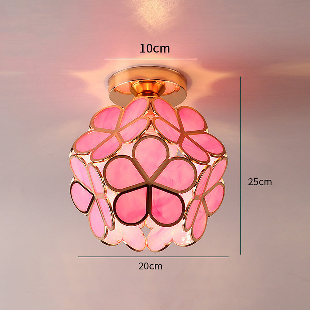 Glazen Bloemen Plafondlamp - Glas Met Bloemenontwerp
