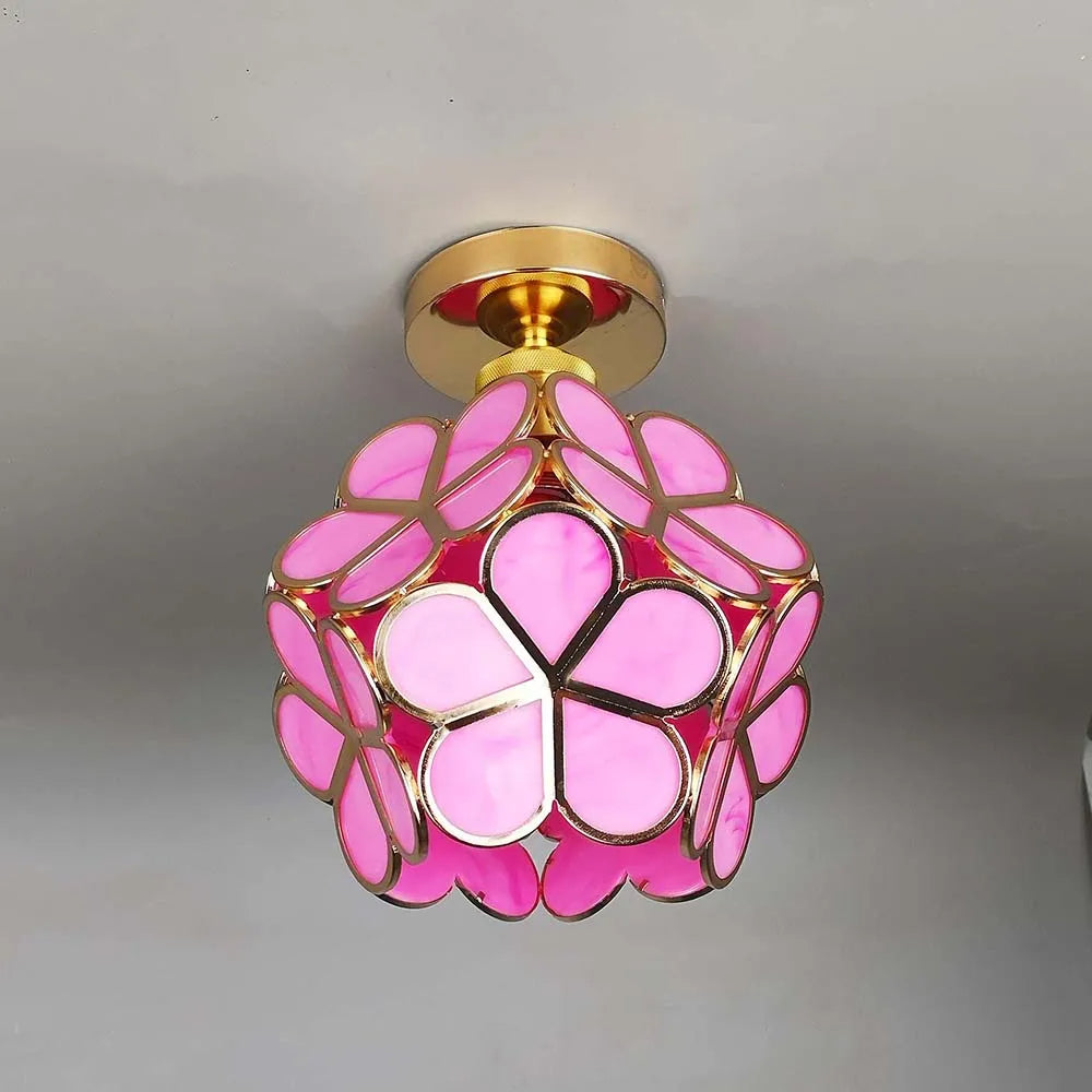 Glazen Bloemen Plafondlamp - Glas Met Bloemenontwerp