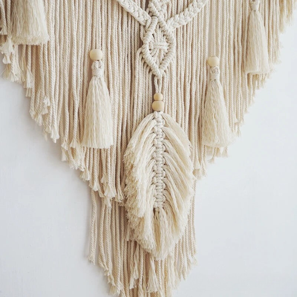 Handgemaakte Macramé Wanddecoratie met Kwastjes