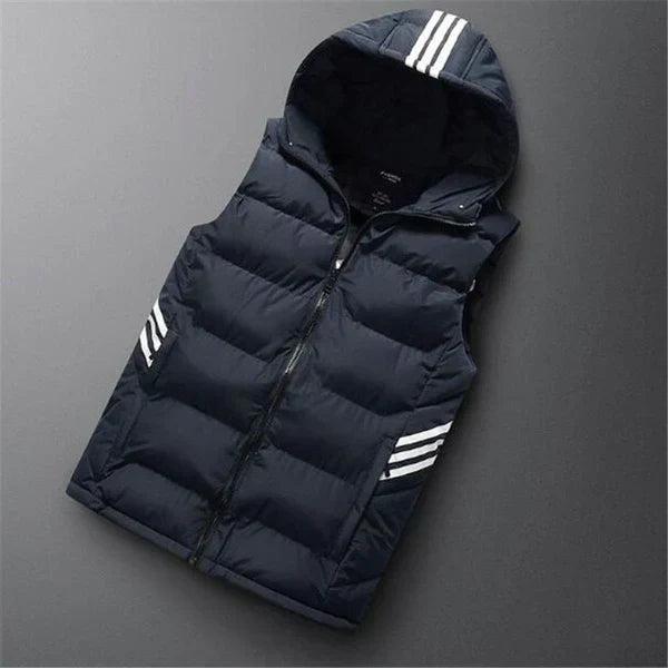 Heren Bodywarmer met Capuchon en Strepen