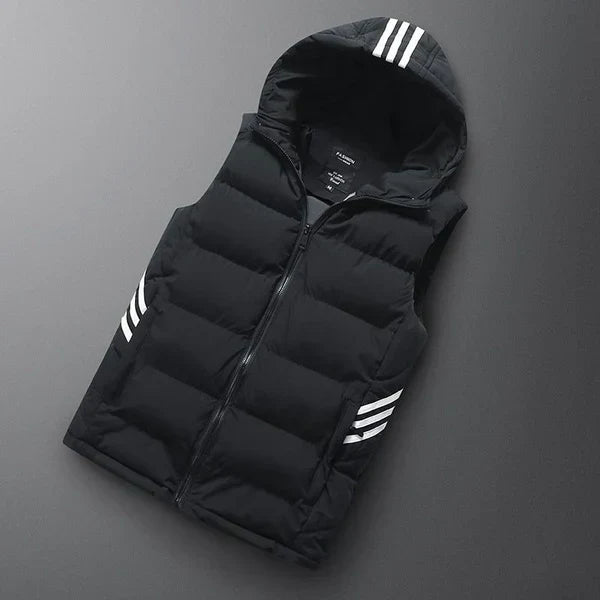 Heren Bodywarmer met Capuchon en Strepen