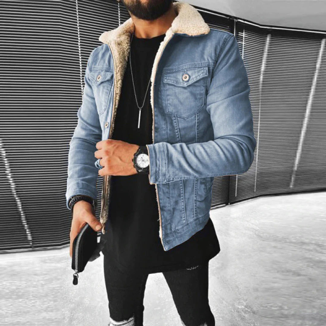 Heren Denim Jas met Fleecevoering