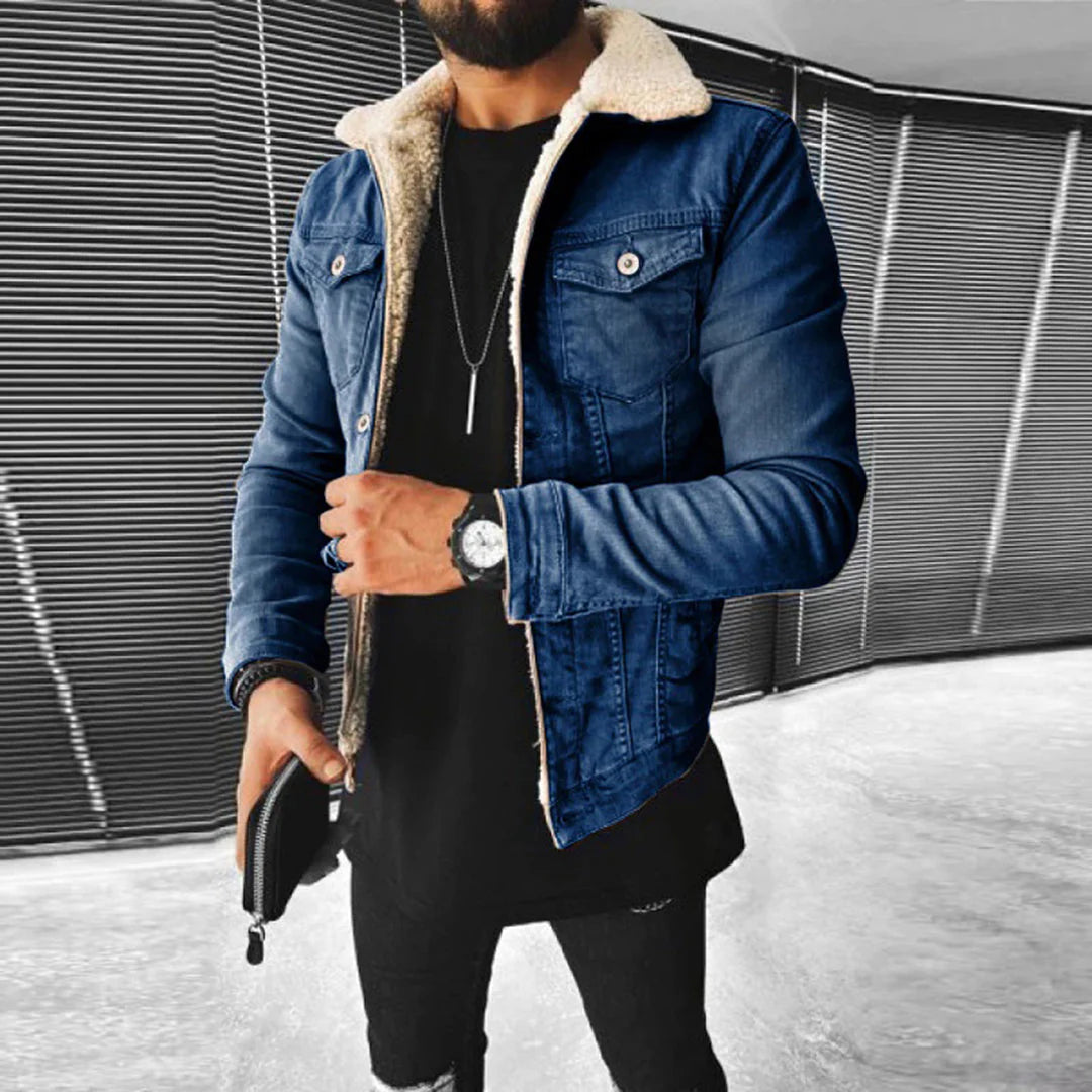 Heren Denim Jas met Fleecevoering