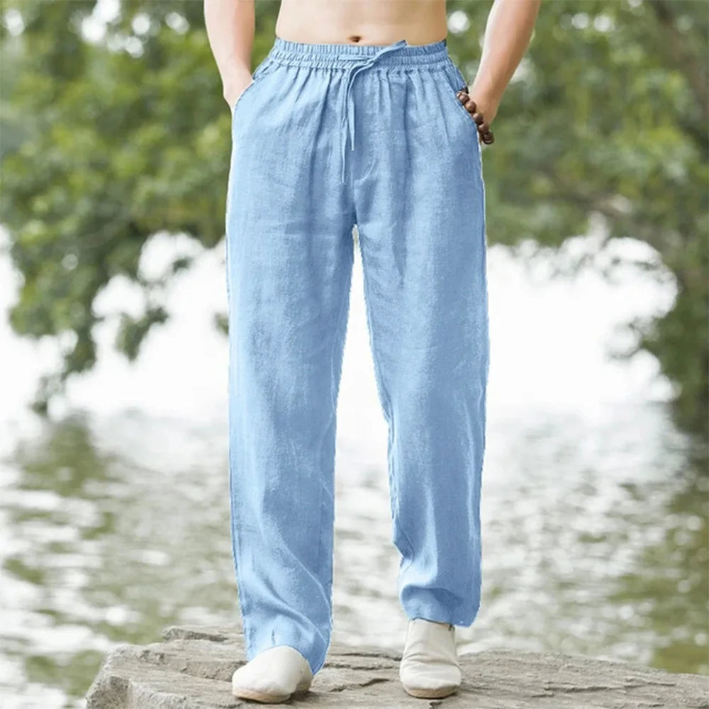 Heren Linnen Strandbroek Comfort Fit