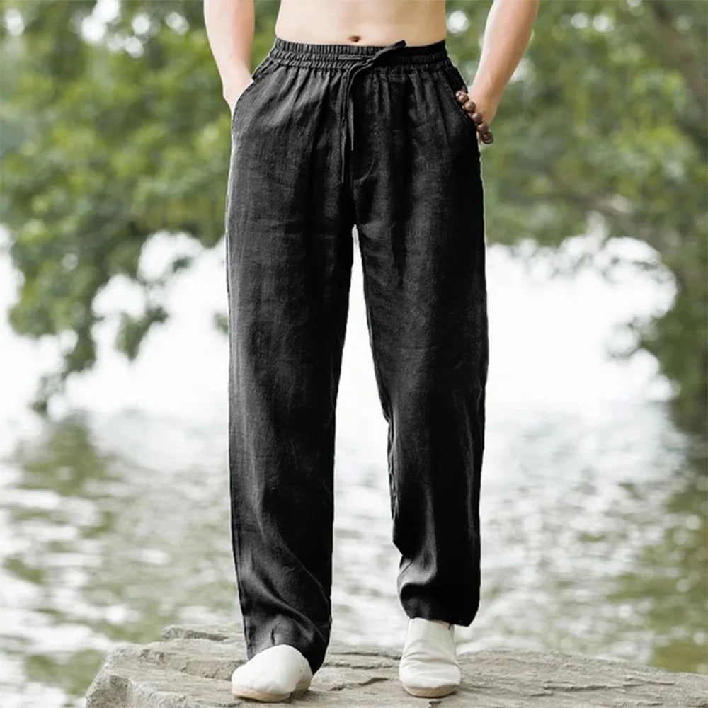 Heren Linnen Strandbroek Comfort Fit