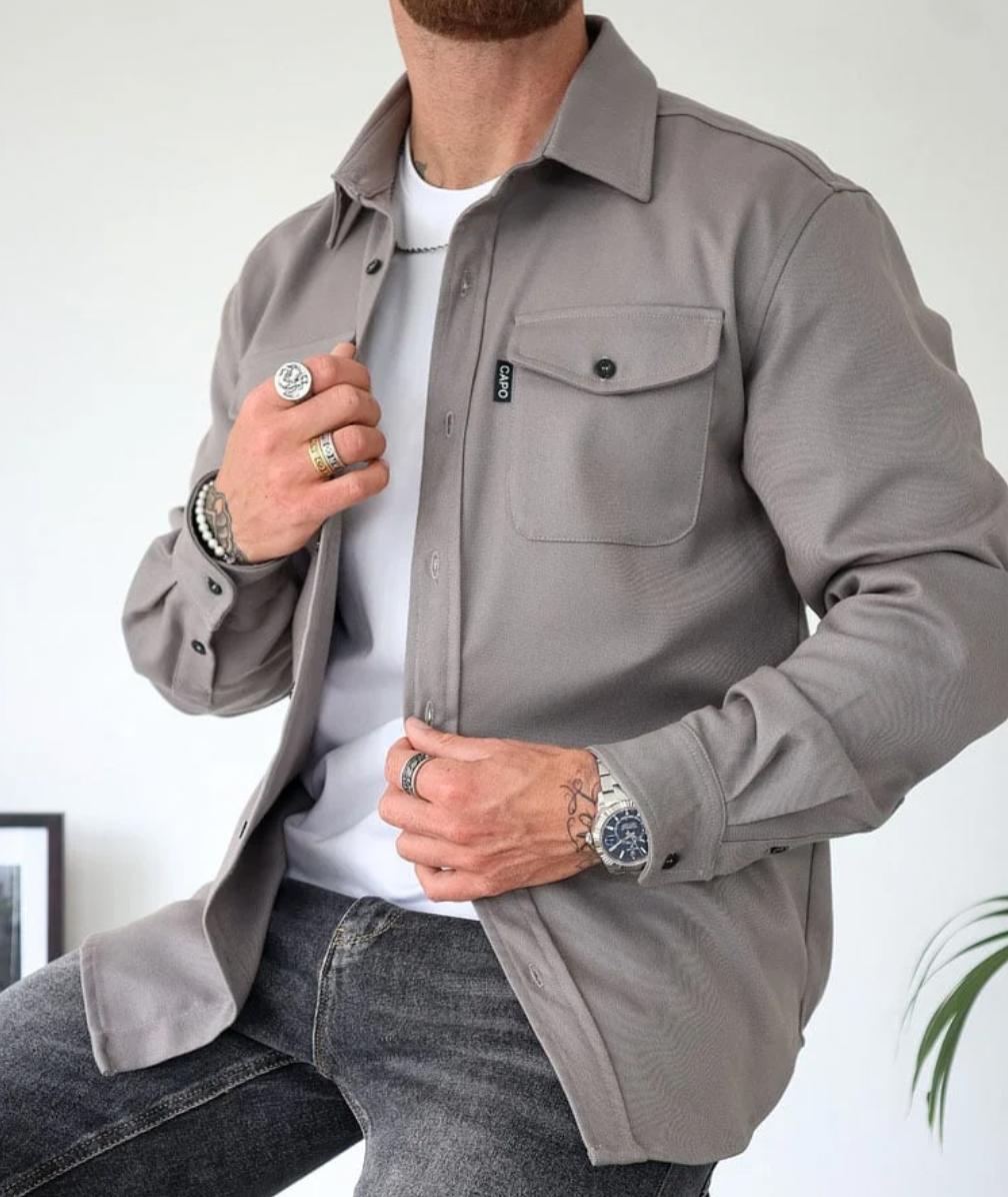 Heren Longsleeve Overhemd met Borstzakken