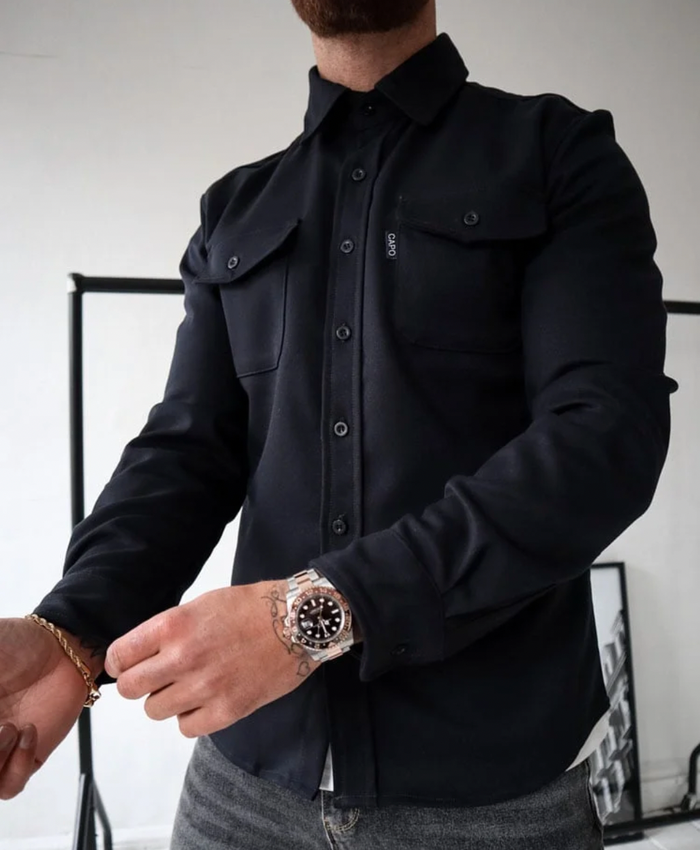 Heren Longsleeve Overhemd met Borstzakken