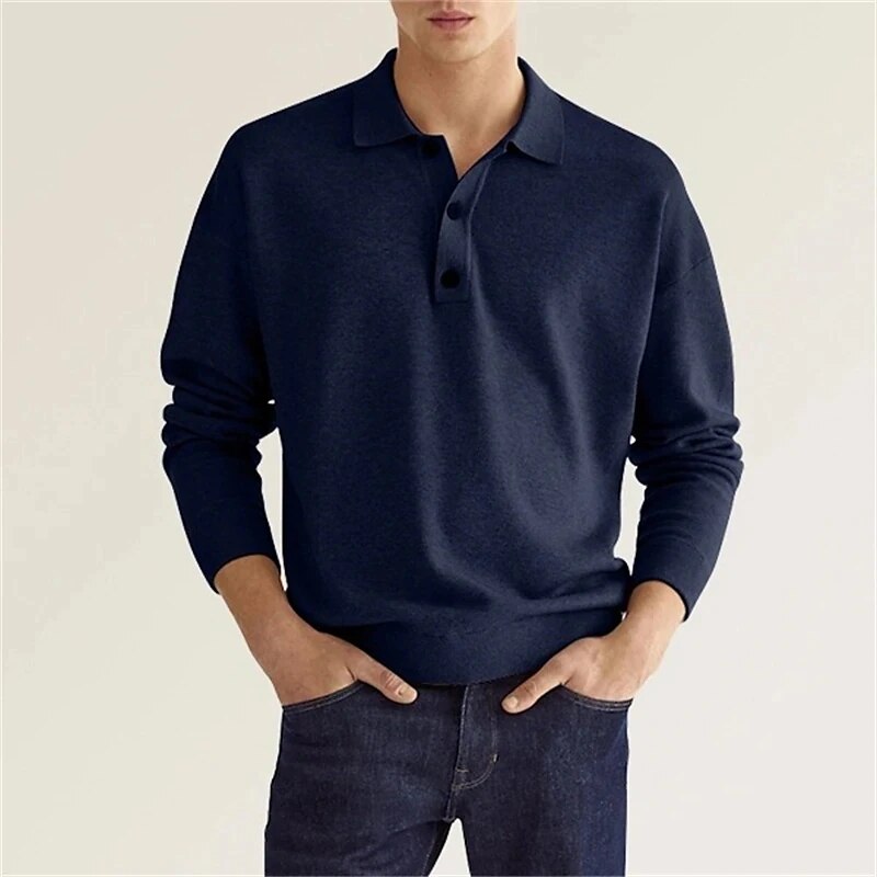 Heren Poloshirt Lange Mouwen - Elegant Comfort