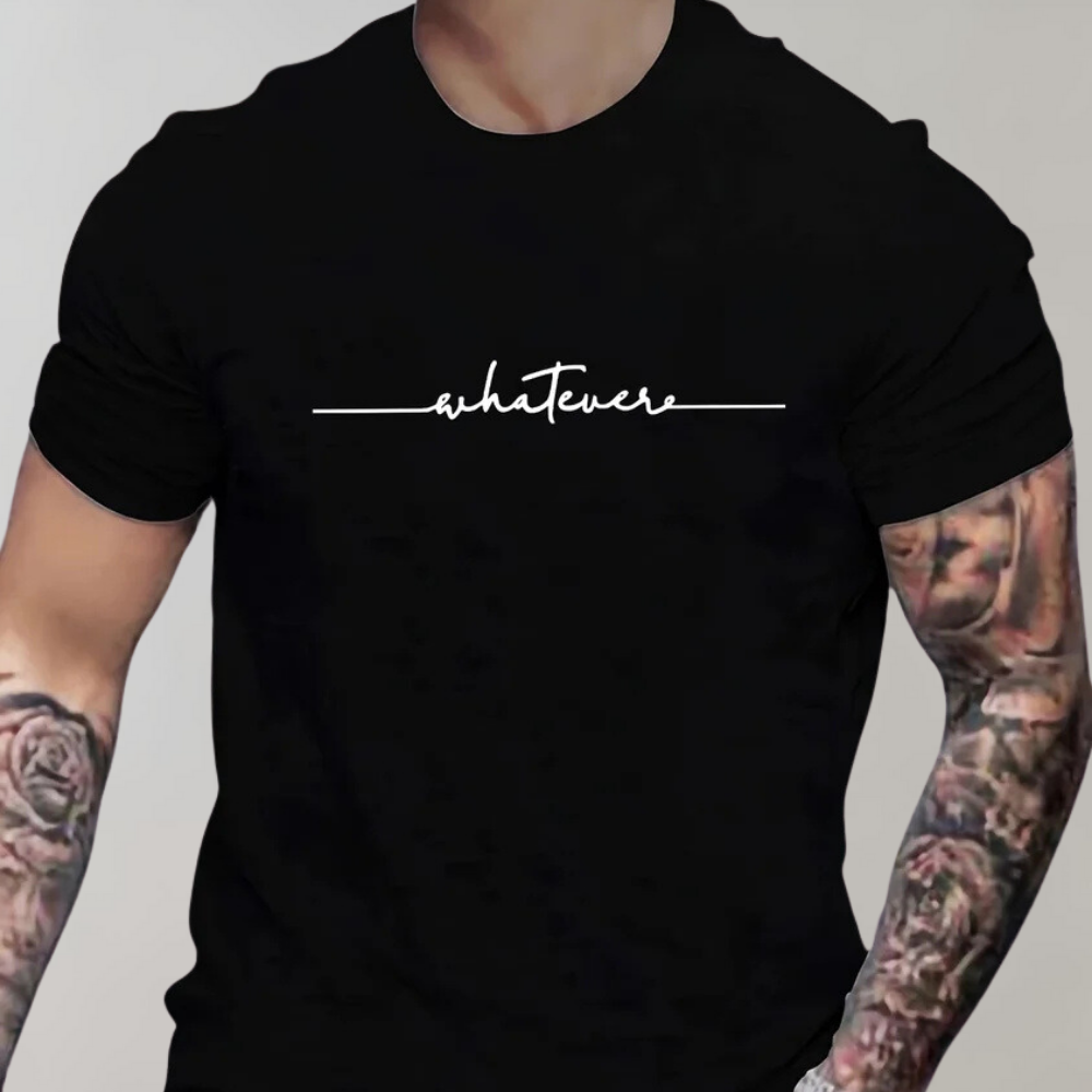 Heren T-shirt Ronde Hals Minimalistische Print