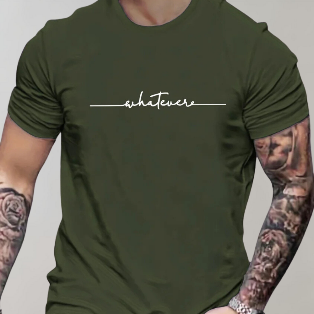 Heren T-shirt Ronde Hals Minimalistische Print