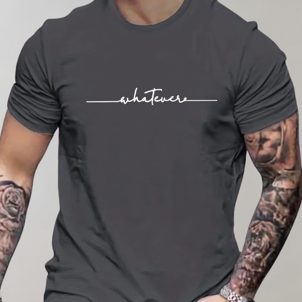 Heren T-shirt Ronde Hals Minimalistische Print