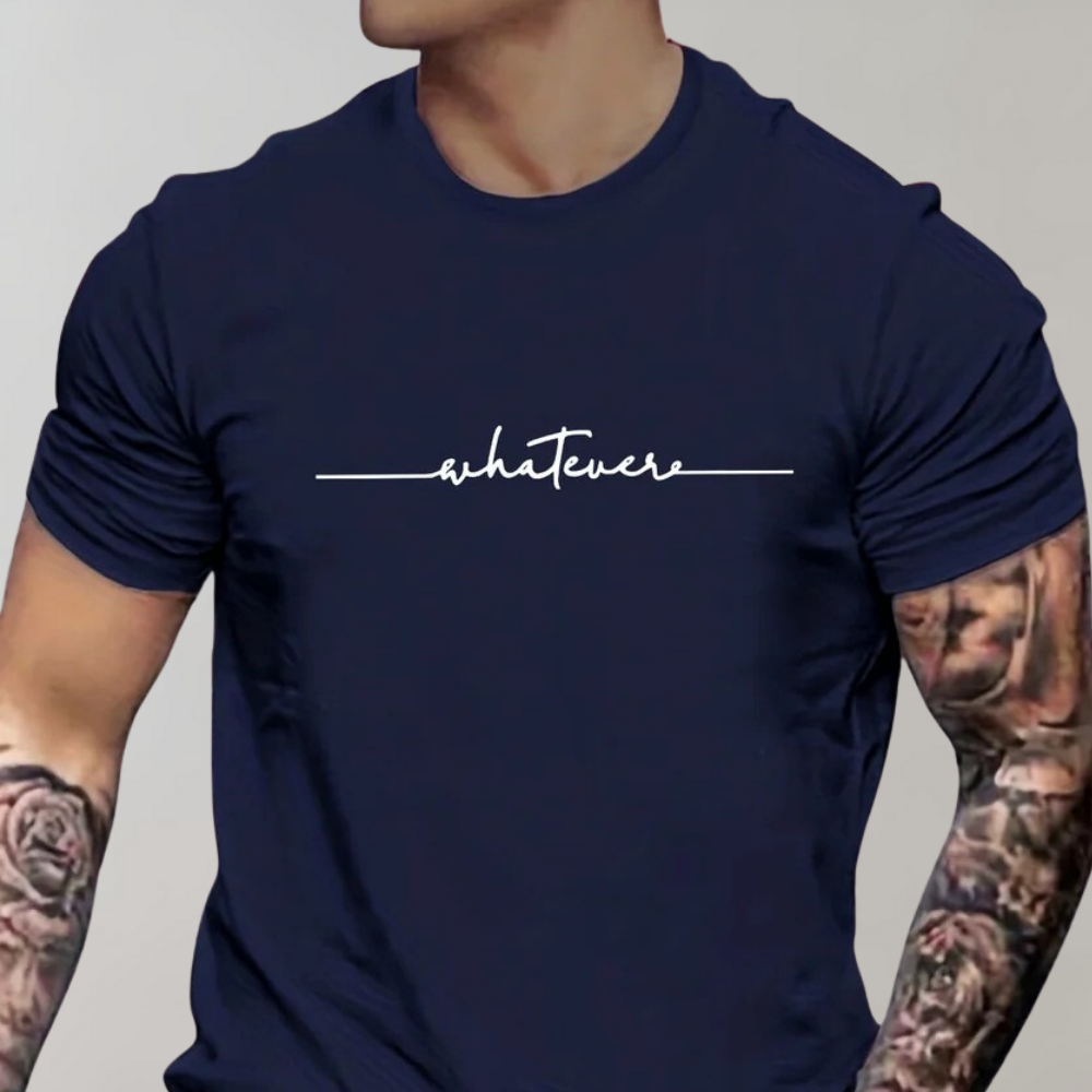 Heren T-shirt Ronde Hals Minimalistische Print
