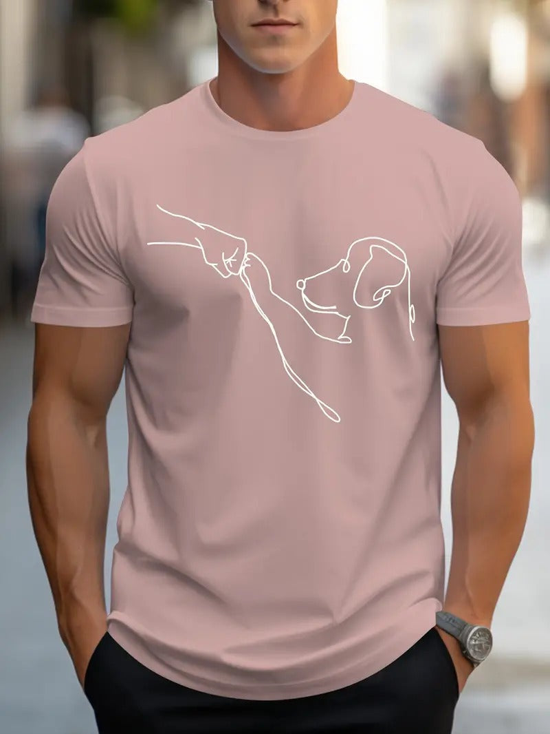 Heren T-shirt met Hond en Vuist Print