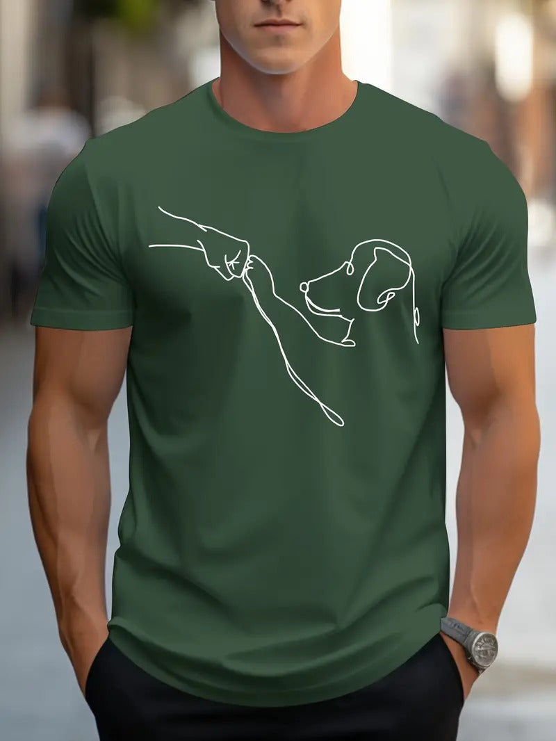 Heren T-shirt met Hond en Vuist Print