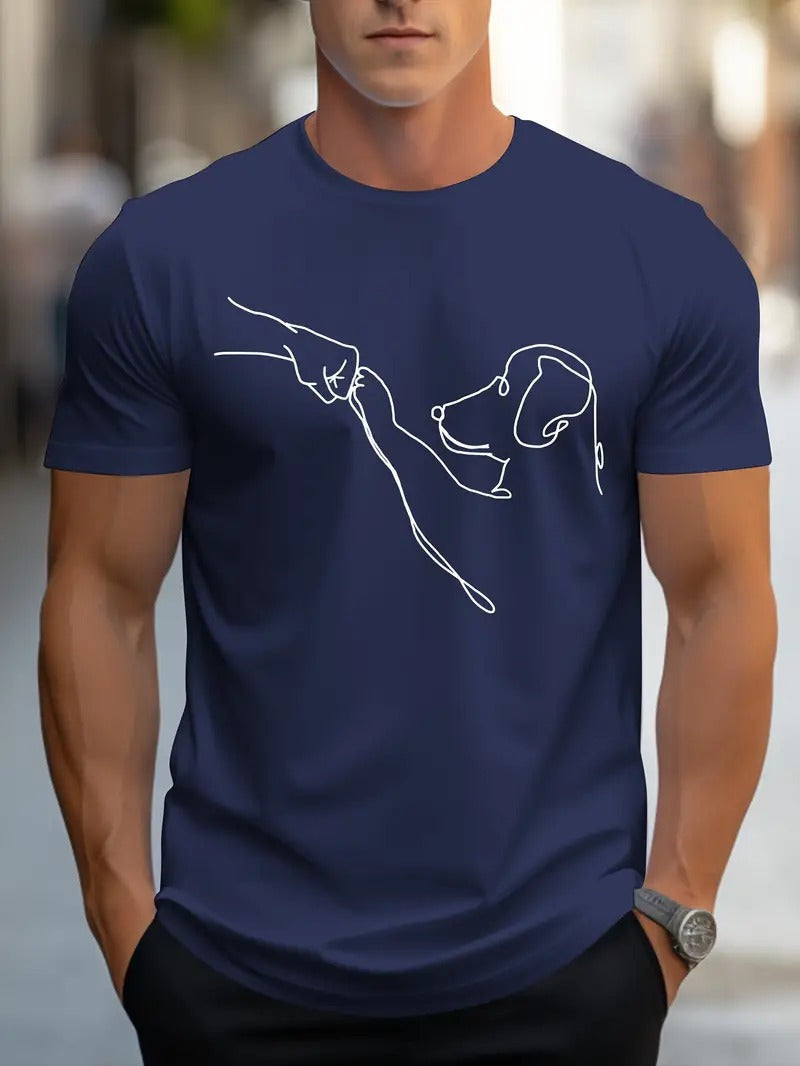 Heren T-shirt met Hond en Vuist Print