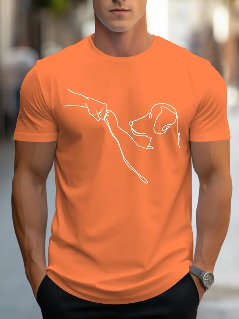 Heren T-shirt met Hond en Vuist Print