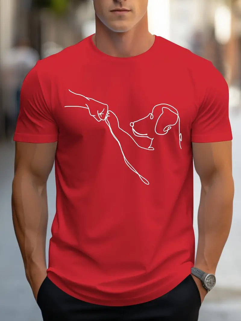 Heren T-shirt met Hond en Vuist Print