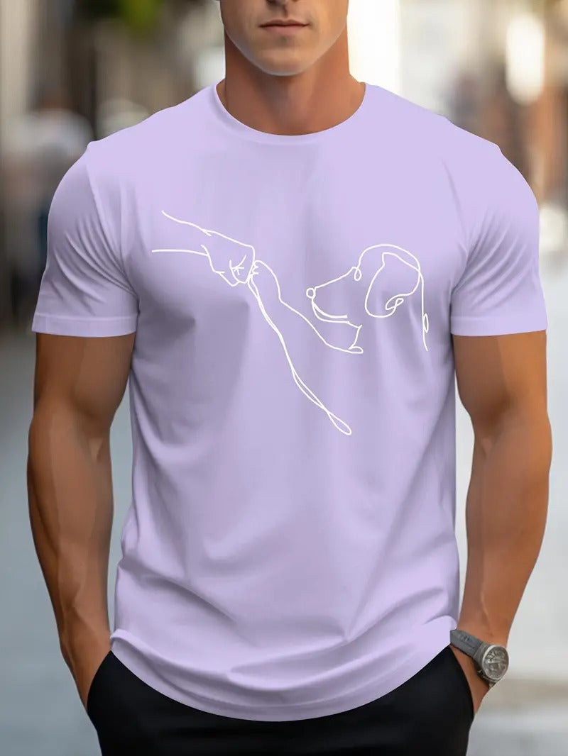 Heren T-shirt met Hond en Vuist Print