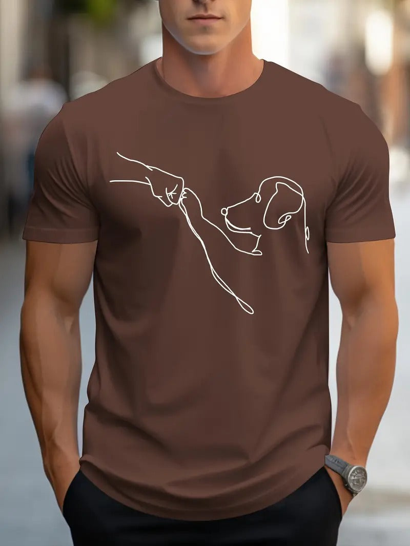 Heren T-shirt met Hond en Vuist Print